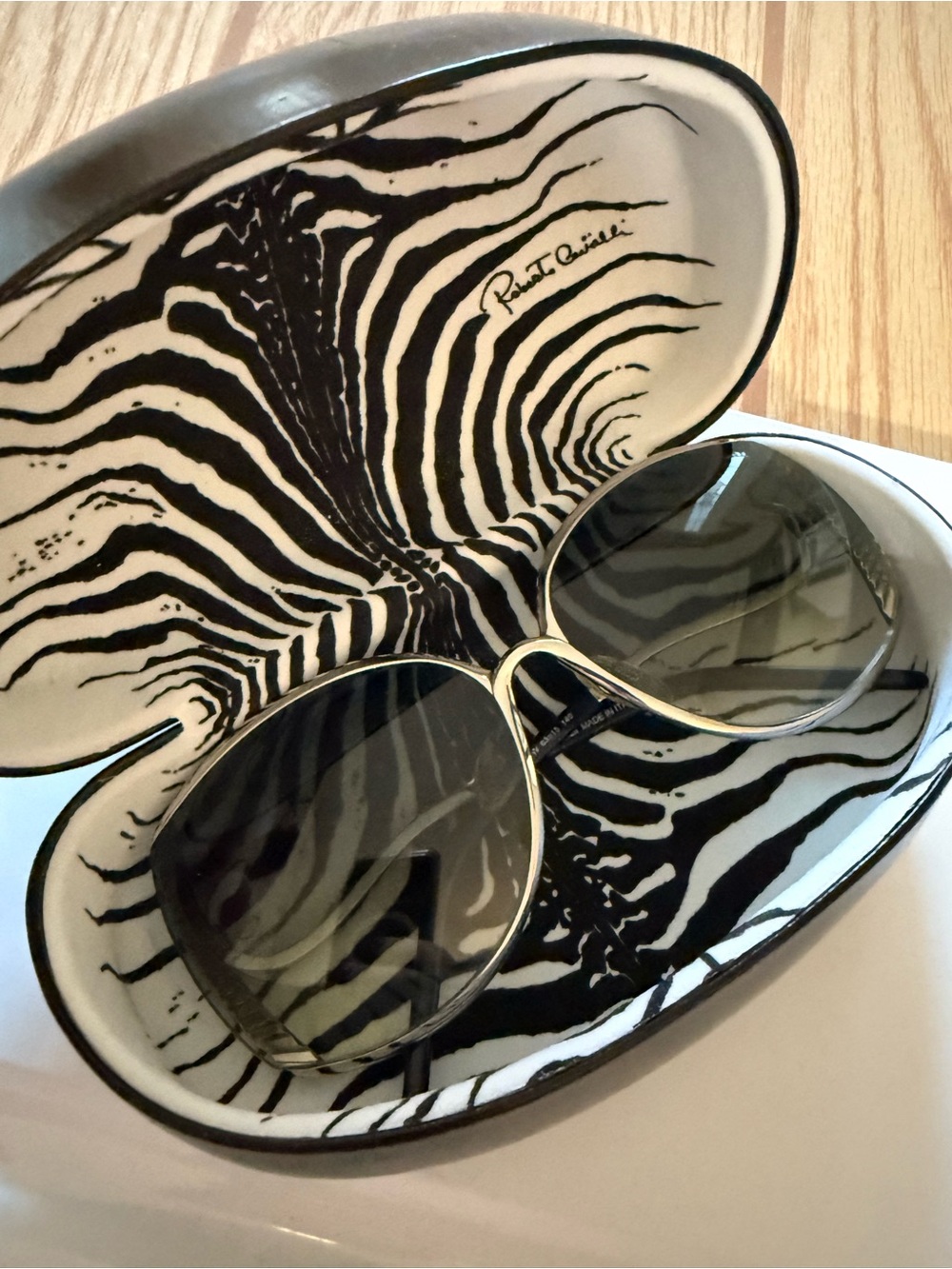 Roberto Cavalli Black and White Zebra Print Sunglasses with Matching Case